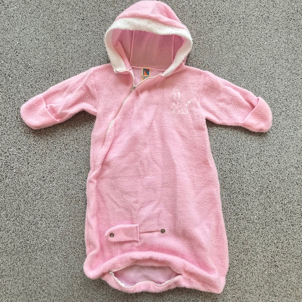 Carter's Fleece Bunting Baby One Size Pink Giraffe USA Vintage‎ Coquette
